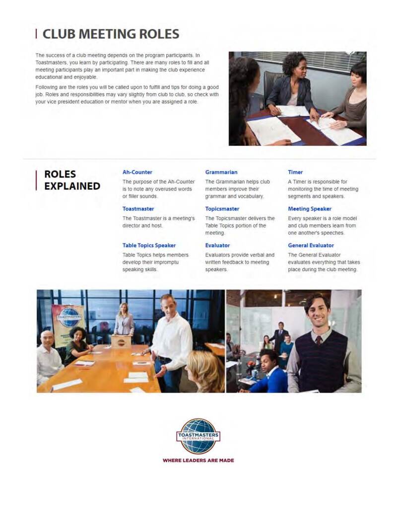 Explanation of meeting roles